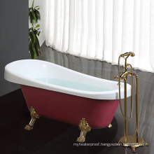 Hotel Project Free Stand Royal Soaking Red Acrylic Clawfoot Bathtub